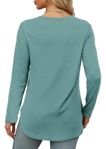 Image of XIEERDUO Womens Long Sleeve Round Neck Shirts Side Split Basic Loose Tunic Tops Casual 2026