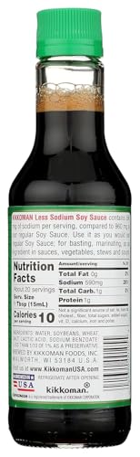 Image of Kikkoman Traditionally Brewed Less Sodium Soy Sauce, Black, 296 ml