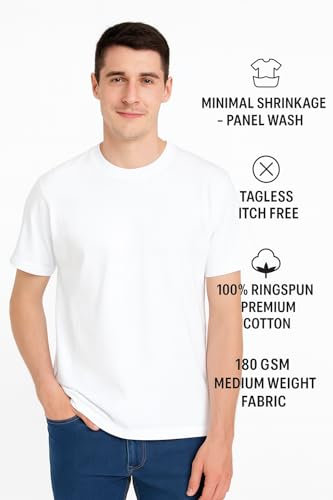 Image of Men's T-Shirts Ringspun Cotton Crew Neck Tee Shirts|Casual Wear T Shirt | Pre Shrunk with Panel Wash