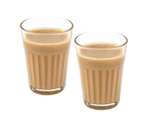 Image of AAMU Moon - Set of 2 Cutting Tea Glass for Home & Kitchen, Milk, Coffee, Espresso & Tea Serving Glasses for Restaurant, Bars, Cafes, Dhabas, Gifts & Special Parties