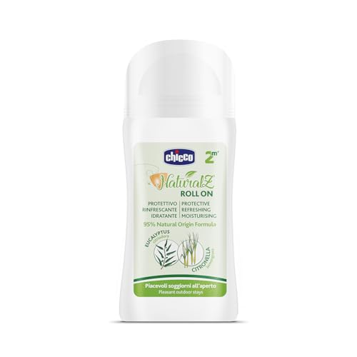 CHICCO NaturalZ Roll On Protettivo, 60 ml, Protezione Naturale durante la Stagione Estiva, Con citronella ed Eucalipto, Protezione giorno e notte
