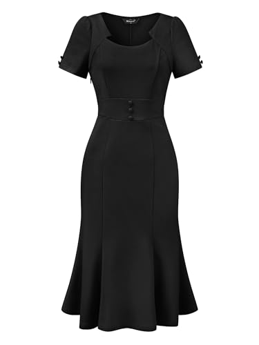 Allegra K Damen Bleistift Kleid, Business Elegant Cocktail Meerjungfrauen Etuikleid Schwarz L