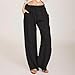 OCCSIK Pants for Women,Womens Pants Black Trousers for Women Summer Fashion Linen Pants Casual High Waist Loose Fit Drawstring Trousers with Pockets Black Medium