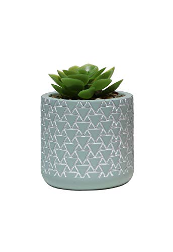 kit 3 Vasos em Cerâmica Cachepot com Planta Artificial