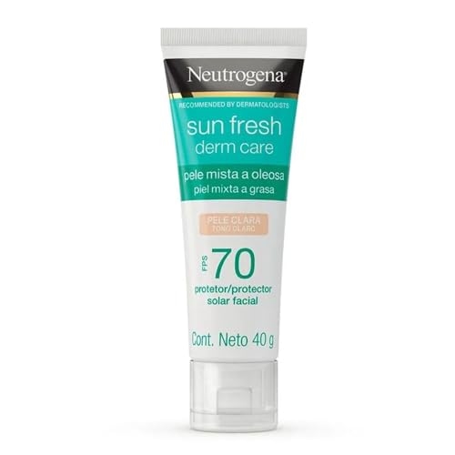 Protetor Solar Facial Para Pele Oleosa Neutrogena Sun Fresh Derm Care Pele Clara FPS 70, 4...