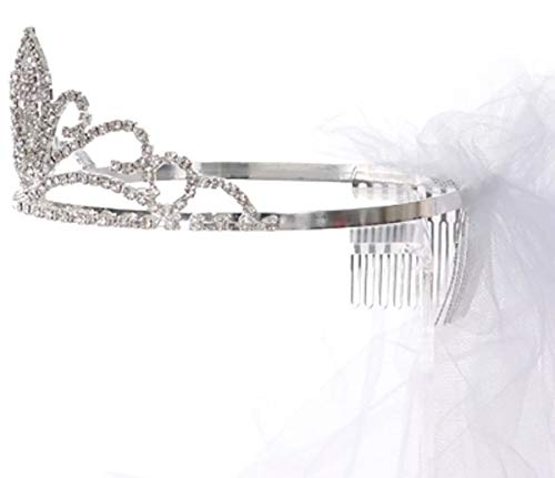 BNY Corner Flower Girl Holy First Communion Rhinestones Veil Tiara Bow Crown Headband USA4