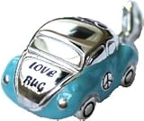 925 Sterlingsilber Charm XL Charm 3D Auto Käfer Beetle teilemailliert mit lila Schmetterling