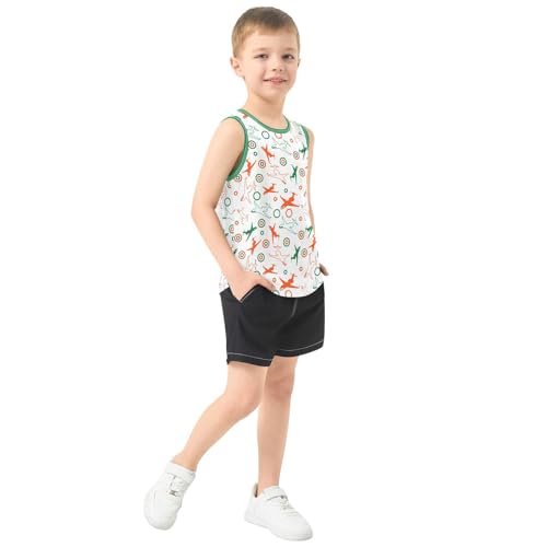 Baby Boys Sleeveless Tank Top Colorful Planes Toddler Athletic Vest 3-10T4