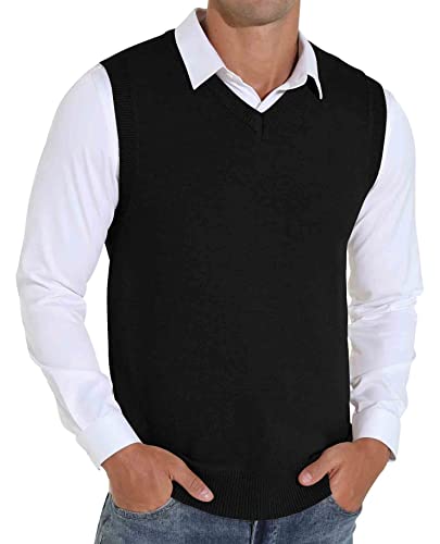 Sailwind Men's Wool Blend Knit V-Neck Sweater Vest Sleeveless Pullover