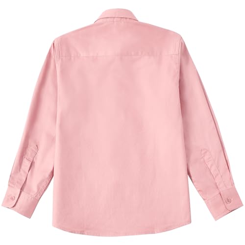 Image of Boys' Button Down Dress Shirts Kids Long Sleeve Solid Collared Uniform Shirt for Toddler Boy (Size 2T-20)