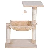 Pawhut Árbol Rascador Grande Rascador para Gatos Centro de Actividad Plataforma Caseta Sisal Natural 50x36x70cm