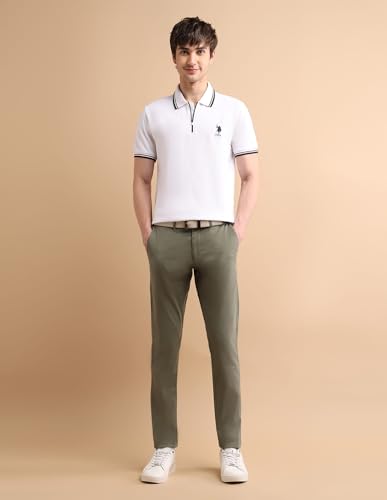 Image of U.S. POLO ASSN. Solid Slim Fit Polo T Shirts for Men - 100% Cotton, Half Sleeve Mens Tshirt - 3XL, White