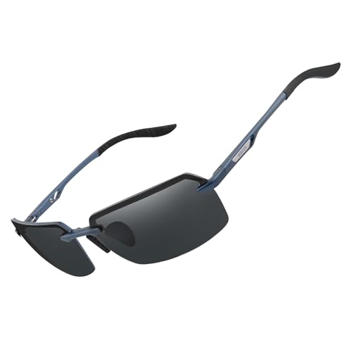 Image of BIRCEN Mens Polarized Sunglasses for Driving: Rimless UV Protection Sun Glasses with Al-Mg Frame for Fishing Traveling Golf