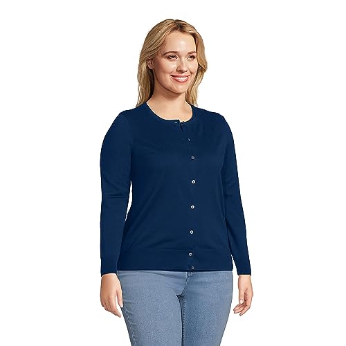 Image of Lands' End Women's Fine Gauge Cotton Cardigan Sweater
