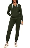 CLOCOR Sweat Suits for Women - Casual 2 Piece Outfits Tracksuit Quarter Zip Hoodie Jogger Sweatpants Matching Set Army Green 2XL