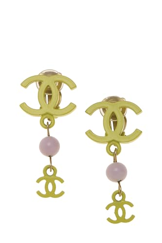 Chanel, Pre-Loved Acrylic 'CC' Dangle Earrings, Yellow