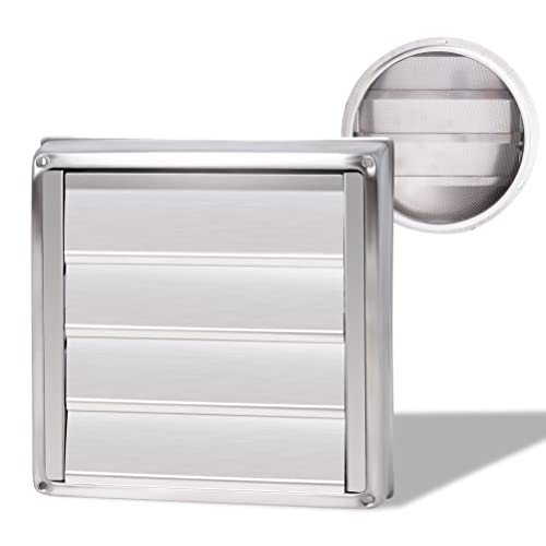 Gekufa DN150 Lüftungsgitter Edelstahl Wetterschutzgitter bewegliche Lamellen Rückschlagklappe mit Insektenschutz Cover