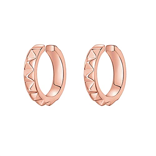 Image of PAVOI 14K Gold Plated 925 Sterling Silver Round Huggie Ear Cuff Earrings for Women | Clip On Cartilage Cuff Earrings