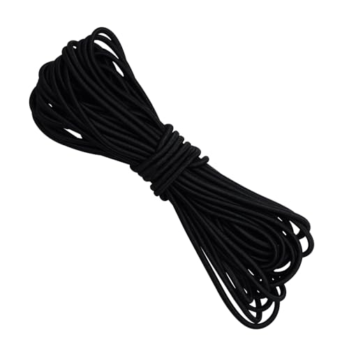 humyeam 1/8-inch (3 mm) Round Black Elastic Cord 11 Yards Stretch Shock Cord Bungee Rope Black Elastic String Cord for Sewing Craft DIY Mask Drawstring