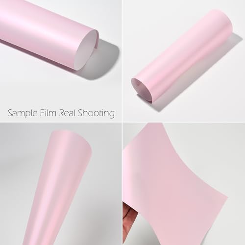 Image of Matte Light Pink to Purple Chameleon Car Vinyl Wrap Satin Finish Color Changing Self Adhesive DIY Car Body Film for Vehicle Interior Exterior Decoration, 59.84 inch x 629.92 inch (The Whole Roll)