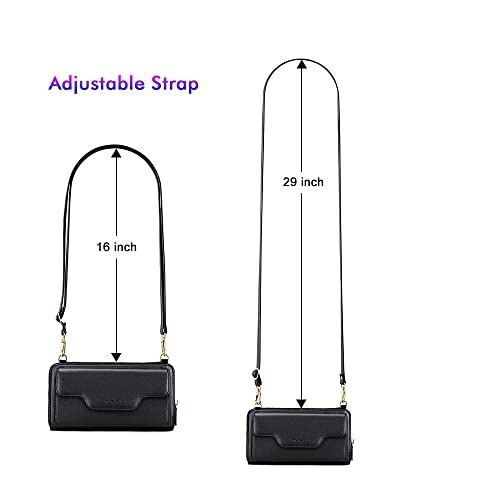 Nuoku Crossbody Bags For Women, Wristlet Wallets For Women, Small Clutch Purses For Women, Cell Phone Wallet, Rfid Wallet, Black #TOP4