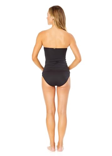 Anne Cole Damen Solid Twist Front Shirred Bandeau Tankini Swim Top Tankinioberteil, weiß, X-Large