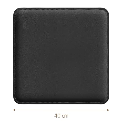 Miqio Design Sitzkissen | Wendekissen Rechteckig aus Filz und Kunstleder | Komfortgröße XL Stuhlkissen 40x40 cm | 4er-Set | Sitzauflage für Bank und Stuhl | Hellgrau-Schwarz