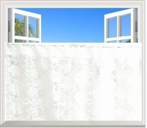 Aurora Polyester Half Window Short Floral Net Semi Sheer Curtains White 85 Cm Long And Width 100 Cm (1 Piece) Light Filtering