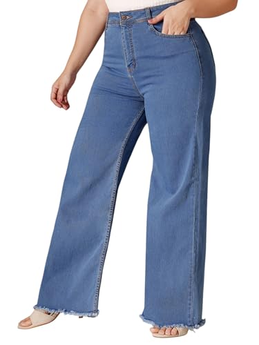 Image of Miss Chase A+ Women's Wide-Leg High Rise Regular-Length Stretchable Denim Jeans