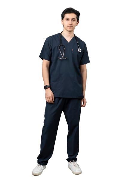 VastraMedwear Mens Scrub Suit for Doctors l Polycotton-Comfortable Breathable |6 Pockets Medical Scrub Suit| Ideal for Doctors Nurses Dentists&Healthcare Professionals | Navy Blue|XL (B0CP7DWCN6) Amazon Price History, Amazon Price Tracker