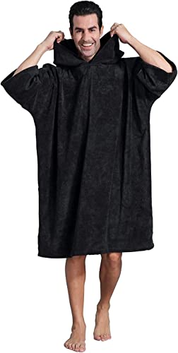 Winthome Poncho Absorbant Chaud, Peignoir de Bain Aidez la Plage à Changer, Serviette de Poncho avec Poche et Capuche, Poncho Surf pour Adulte Femme Homme...