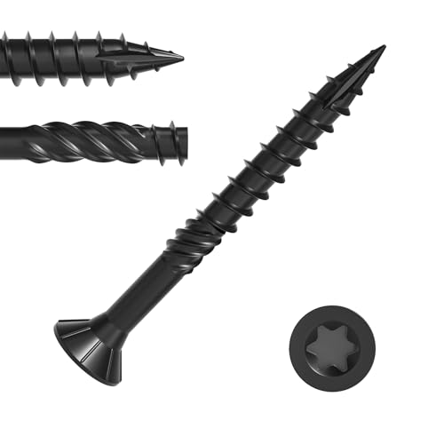 Deck Screws #8 x 1-1/2 inch,Heavy Duty Exterior Wood Screws,Torx Drive Head Deck Screw Black Rust Resistant Epoxy(140pcs)