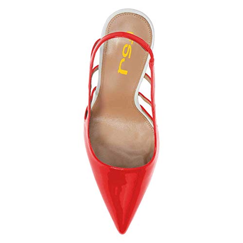 FSJ Women Pointy Toe Cutout Slip On Pumps Stilettos High Heel Slingback Gladiator Evening Office Lady Dress Shoes Size 4-15 US4
