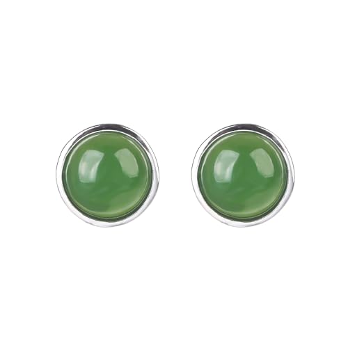 Boucles d'oreilles en Jade Vert cadeau idéal femmes en argent