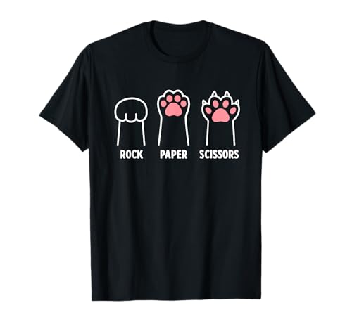 Rock Paper Scissors Hand Game Cute Paw Funny Cat Introvert T-Shirt