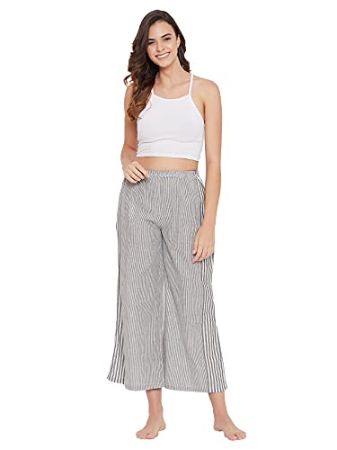 Image of Clovia Women's Cotton Sassy Stripes Flared Pyjama