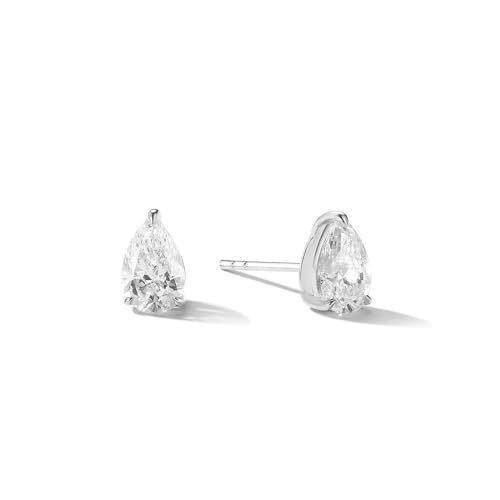 Boucles d'oreilles pendantes en diamant D-E VS et or blanc 14K à haute brillance