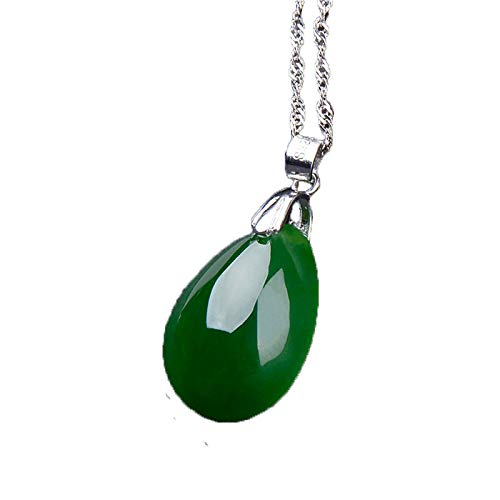 Pendentif en Jade Hetian Naturel et Collier en Jaspe en Argent 925 pour Femme