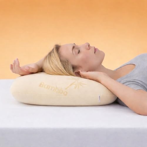 Image of Grin Health Memory Foam Ergonomic Bed Pillow for Neck Pain, Shoulder, Sleeping with Cooling Soft Fabric Cover | Orthopedic Pillow for Back, Side & Stomach Sleepers, Medium Firm Classic 50x30x7cm