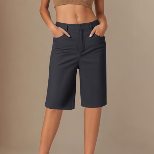 Womens Knee Length Capris Casual Suit Loose Fit Straight Leg Pant Solid Color Office Work Dressy Trousers with Pocket2