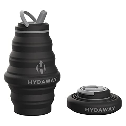 HYDAWAY Collapsible Water Bottle, 500ml Flip-Top Lid | Ultra-Packable, Travel-Friendly, Food-Grade Silicone Cover