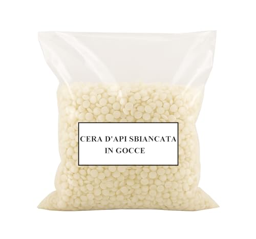 Cera d’Api Sbiancata in Gocce 100g Naturale e Pura Per Cosmetici Candele Balsami Cura del Legno Alta Qualità per Uso Artigianale e Fai da Te naturale candele sapone resina artigianato