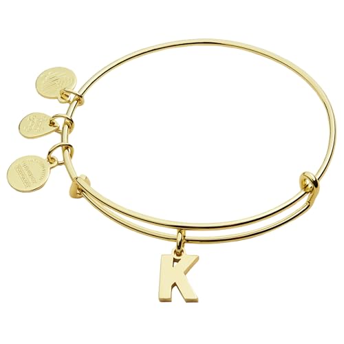 Image of Alex and Ani Expandable Bangle for Women, Initials A to Z Letter Charms, Shiny Finish, 2 to 3.5 in