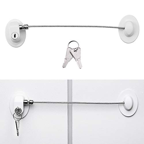 Refrigerator Door Locks(2-Pack White),Mini Fridge Lock, File Cabinet Lock, Drawer Lock, Lock for Cabinet, Child Safety Lock Refrigerator Door Lock