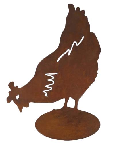Garden Decoration Chicken Metal Grate Garden Decoration Patina Rust Farmyard Animal 45 cm
