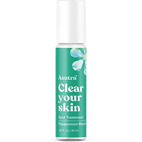 ASUTRA Argan Oil w/Lavender, Peppermint, & Eucalyptus Essential Oils, 0.34 fl oz | Natural Rollerball Spot Treatment for Acne | Helps Clear & Protect Skin | Nourish, Moisturize, & Reduce Inflammation