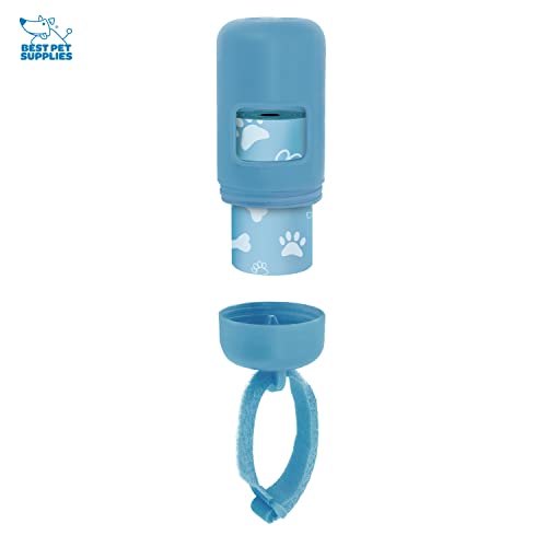 Image of Best Pet Supplies Dog Poop Bag Holder Leash Attachment Reusable Dispenser for Travel, Walking, Park, and Outdoor Use, Durable with Clip-On - Baby Blue, Pack of 2