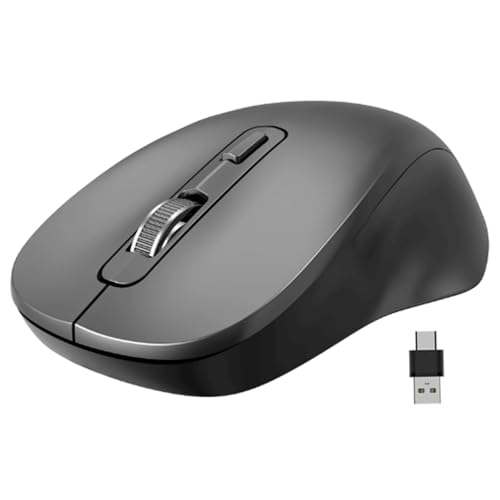 Qxmiguel Ratón inalámbrico con 2.4G Receptor USB 1600 dpi Portable Matón de computadora portátil para computadoras portátiles PC Classic Black