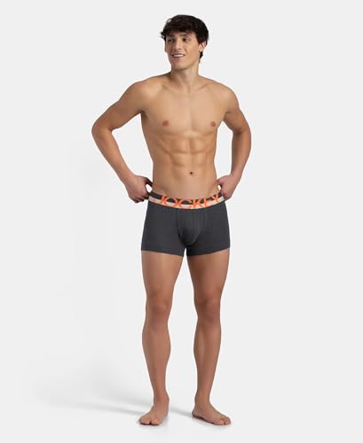 Image of Jockey FP03 Men's Super Combed Cotton Rib Solid Trunk with Ultrasoft Waistband Charcoal Melange S