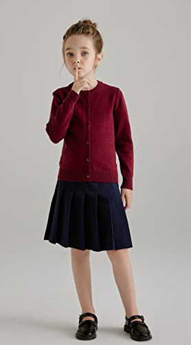 SMILING PINKER Girl School Uniform Sweater Anti-Pill Cotton Cardigan Crew Neck4